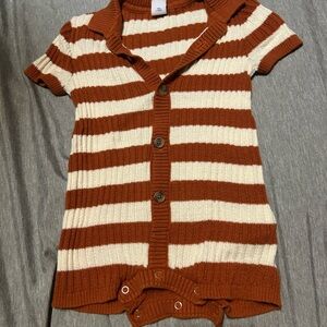 Old Navy Brown and Cream Striped Bodysuit